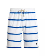 Polo Ralph Lauren Men's Striped Terry 7.5" Drawstring Shorts Ombre Painted Stripes Blue Size 2XL