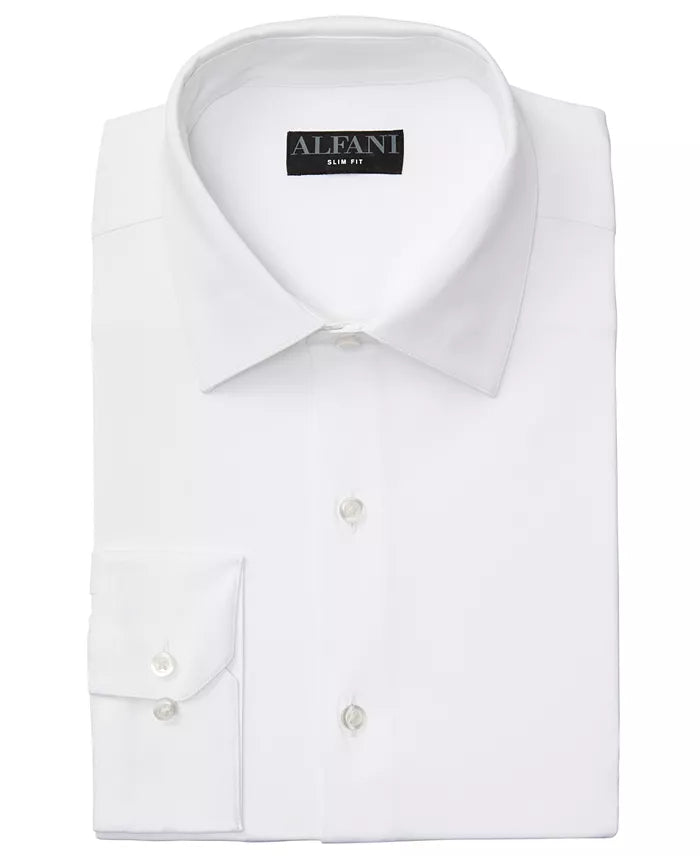 Alfani Men's Slim Fit 4-Way Stretch Dress Shirt  White 14/14.5 32/33