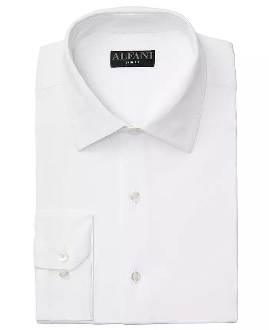 Alfani Men's Slim Fit 4-Way Stretch Dress Shirt  White 14/14.5 32/33