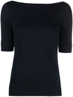 Lauren Ralph Lauren Women's Stretch Cotton Boatneck Tee  Navy Size L