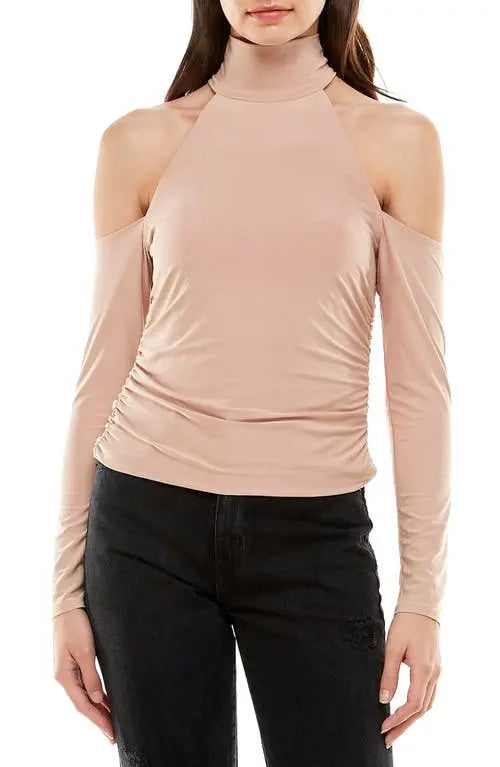 WAYF Women's Twin Flame Cold Shoulder Top  Color Nude Size S