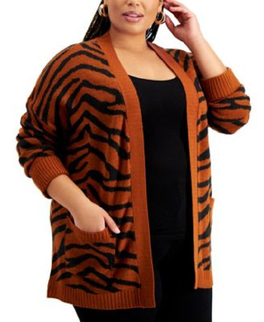 FULL CIRCLE TRENDS Women's Plus Size Printed Cardigan  Color Zebra Brandy Size 3X