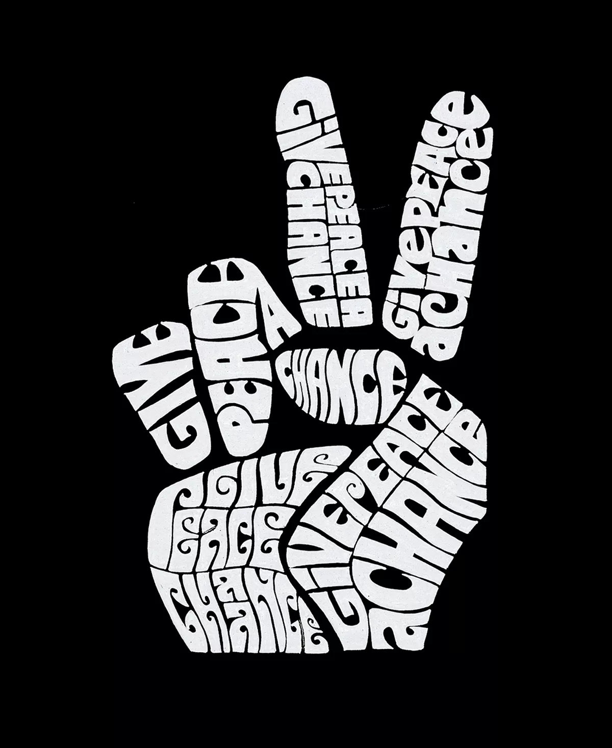 LA Pop Art Women's Word Art Crewneck Peace Fingers Sweatshirt  Color Black Size S