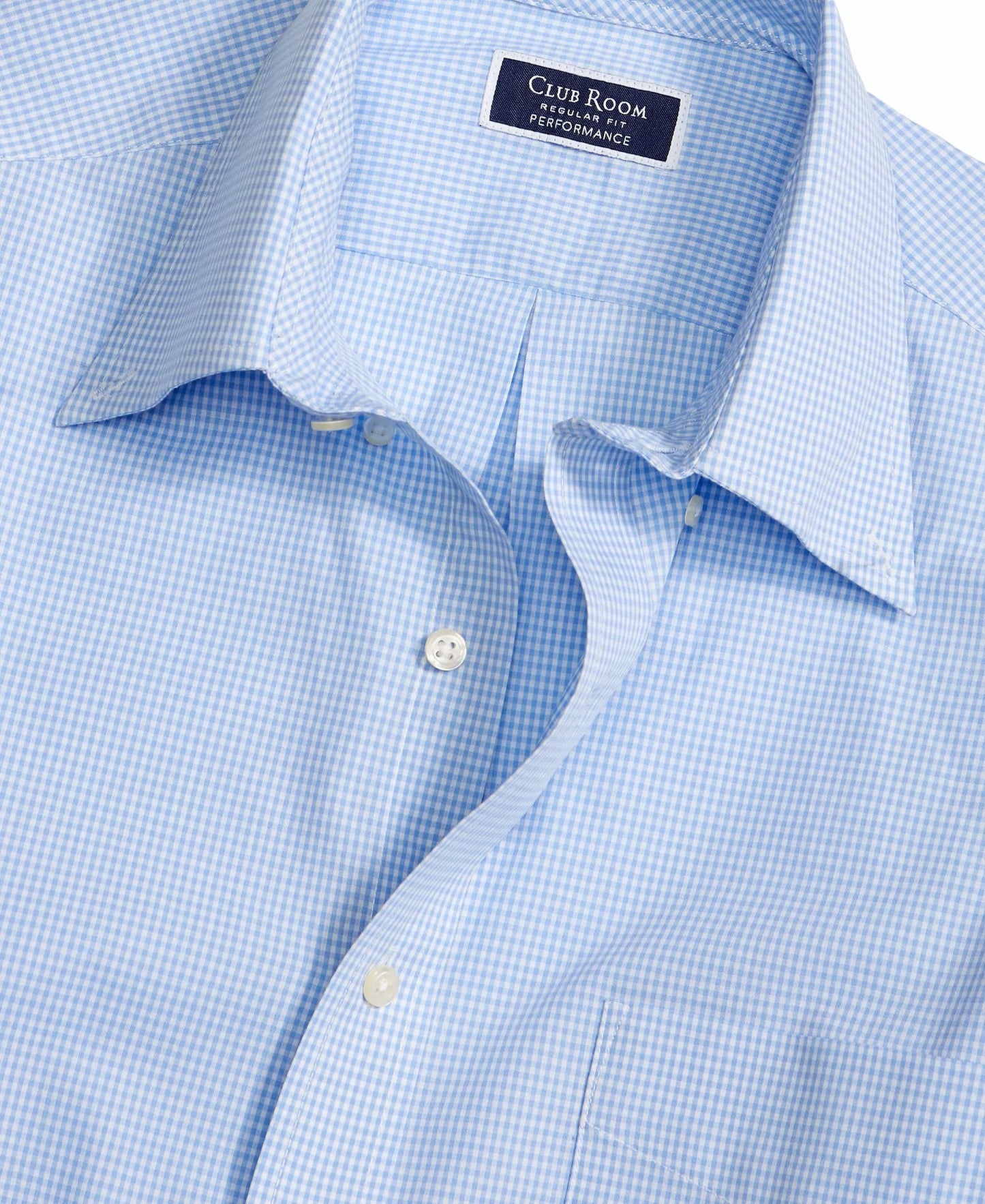Club Room Men's Regular-Fit Mini Gingham Dress Shirt  Light Blue 17.5 34/35