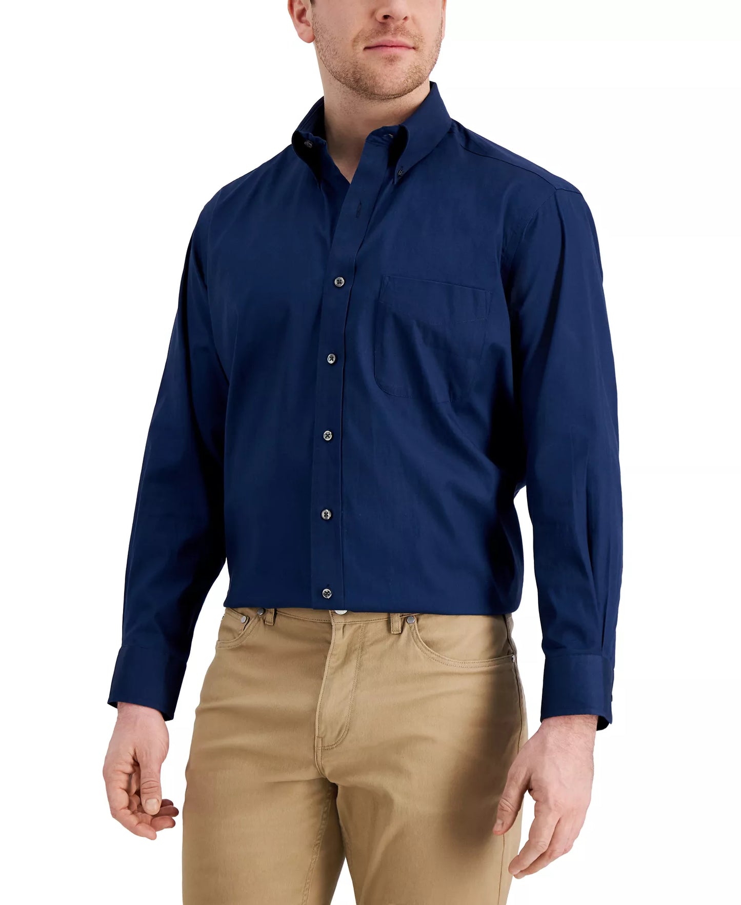 Club Room Men's Regular Fit Pinpoint Dress Shirt  Deep Ocean 15 34/35