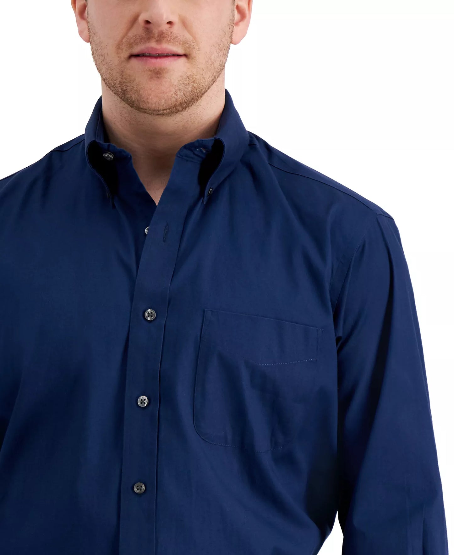Club Room Men's Regular Fit Pinpoint Dress Shirt  Deep Ocean 15 34/35