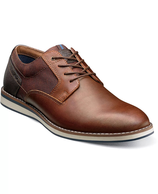 Nunn Bush Men's Circuit Plain Toe Lace-Up Oxfords  Brandy Size 7