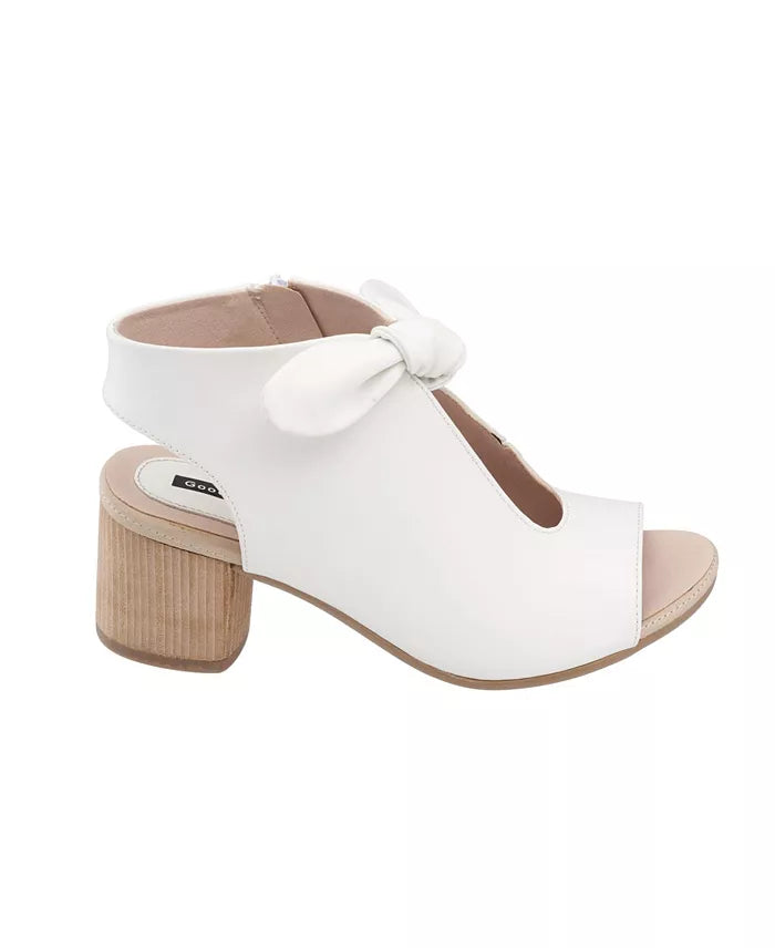 GC Shoes Women's Kimora Knot Block Heel Dress Sandals  White Size 6.5