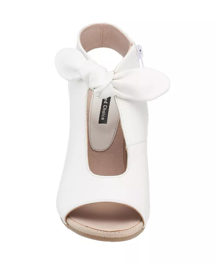 GC Shoes Women's Kimora Knot Block Heel Dress Sandals  White Size 6.5