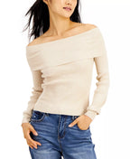 Hooked Up by IOT Juniors Ribbed Off-The-Shoulder Sweater  Color Black Size M