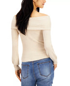 Hooked Up by IOT Juniors Ribbed Off-The-Shoulder Sweater  Color Black Size M