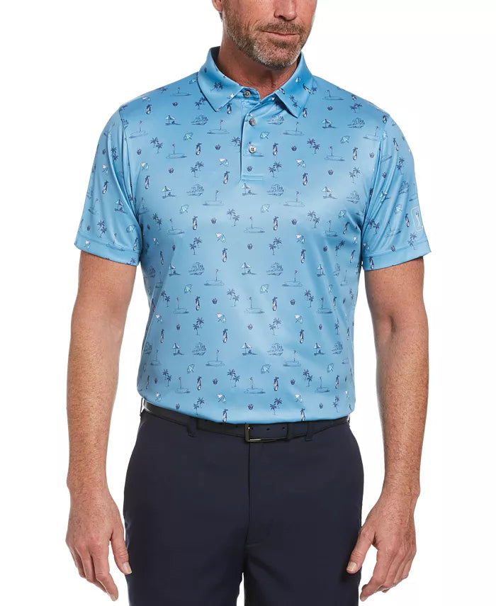 PGA TOUR Men's Golf Vacation-Print Polo Shirt  Color Allure Size M