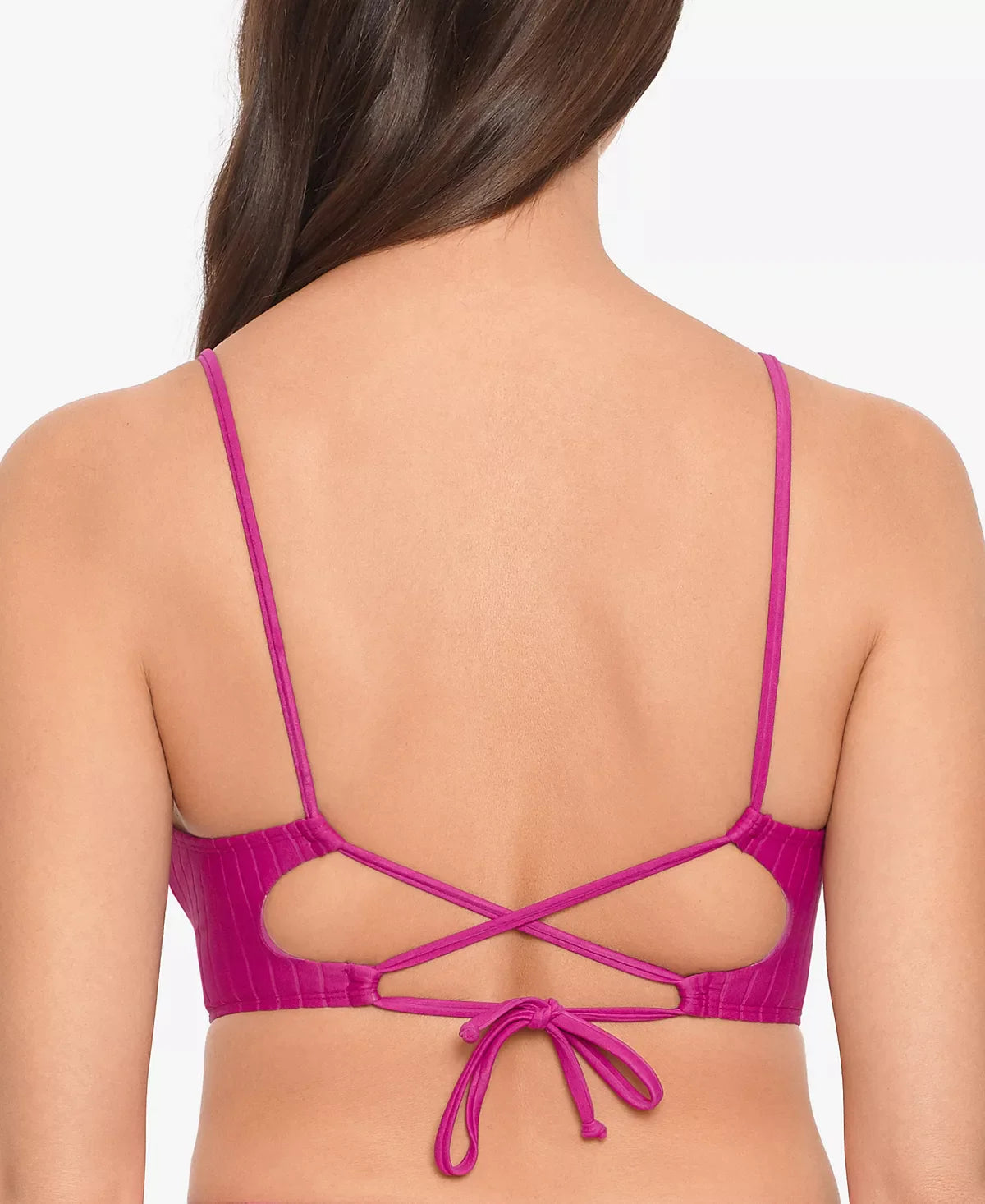 Salt Cove Juniors' Block Party Double Tie-Front Bralette Bikini Top  Color Plum Wine Size S