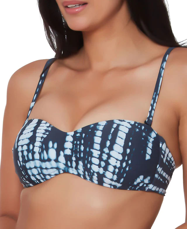 Bar III Tie Dye For Printed Bandeau Bikini Top  Color Ink Well Size S