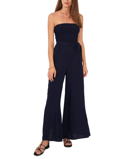 1.STATE Women's Strapless Wide-Leg Jumpsuit  Color Navy Size XL