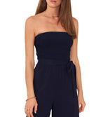 1.STATE Women's Strapless Wide-Leg Jumpsuit  Color Navy Size XL