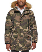 Club Room Men's Parka Vegan Fur-Hood Jacket  Color Camouflage Size M