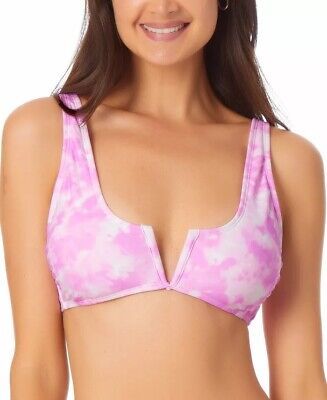 California Waves Juniors V-Wire Bralette Bikini Top  Color Pink Tie Dye Size S