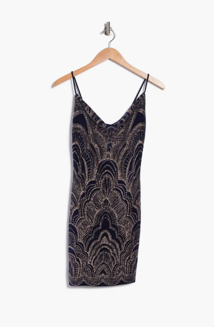 Jump Juniors Glitter-Print Bodycon Dress  Color Slate Size S