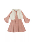 Rare Editions Girls Sweater Dress with Vegan Fur Vest, 2 Piece Set  Color Blush Size 5