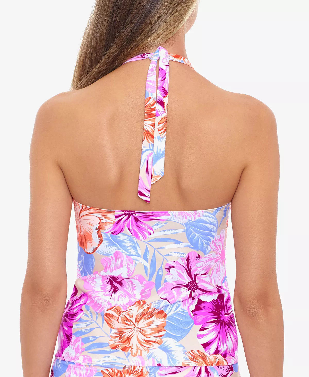 Salt Cove Juniors' Hot Hibiscus Halterkini Top  Multicolor Size XL