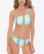 Salt Cove Juniors Sunny Stripe One-Shoulder Bikini Top  Multicolor Size XS