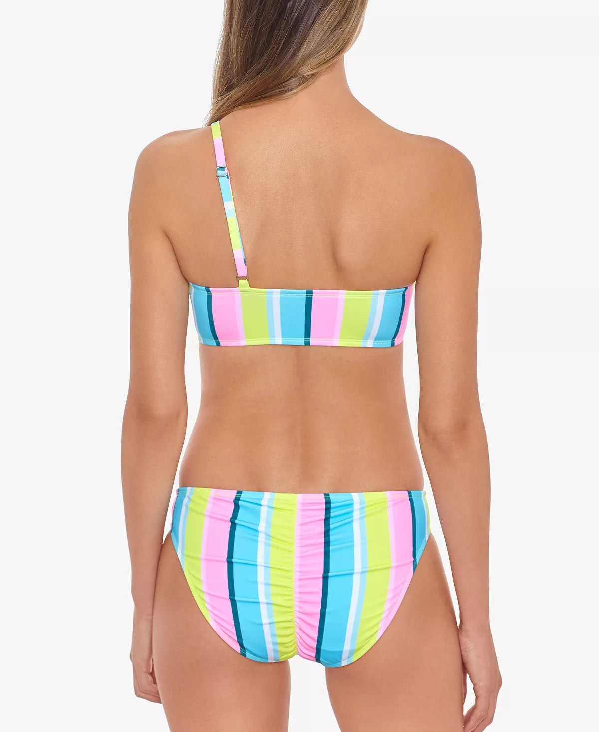 Salt Cove Juniors Sunny Stripe One-Shoulder Bikini Top  Multicolor Size S