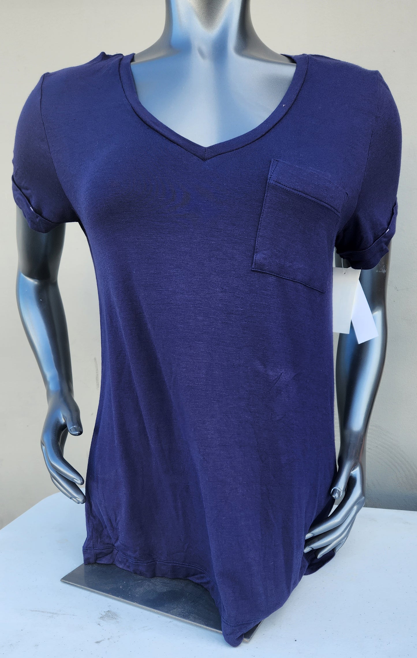 Jane & Bleecker Women's Short Sleeve Pocket Top  Color Navy Size S