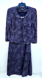 Alex Evenings Women's Glitter Jacket Dress  Color Purple Size 12