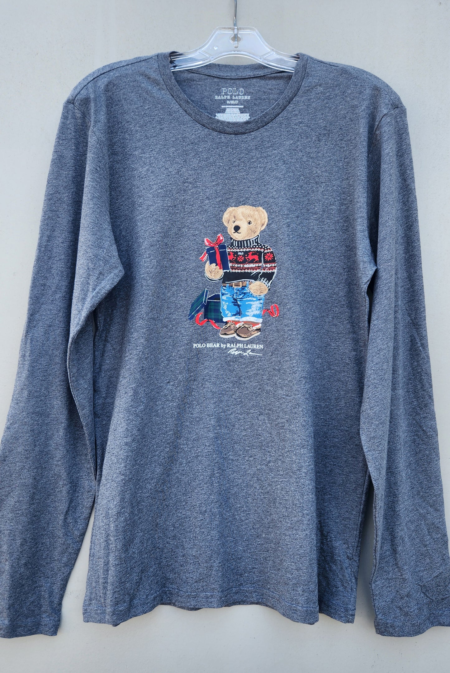 Polo Ralph Lauren Men's Woven Polo Bear Top  Color Gray Size S