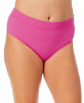 California Waves Trendy Plus Size Banded High-Waist Bikini Bottom  Color Fuchsia Sizzle Size 1X