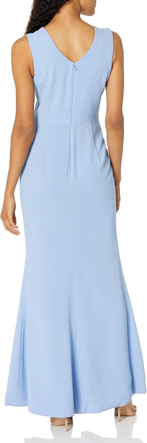 Dress the Population Sandra Plunging Thick Strap Solid Gown w/ Slit Dress  Sky Size 2XL