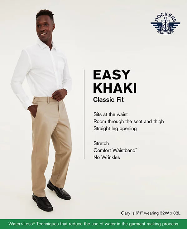 Dockers Men's Easy Classic Fit Khaki Stretch Pants  Burma Grey W40xL32