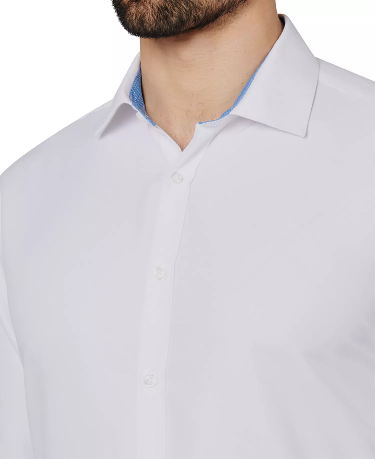 Calabrum Men's Slim-Fit Performance Dress Shirt  White Size L