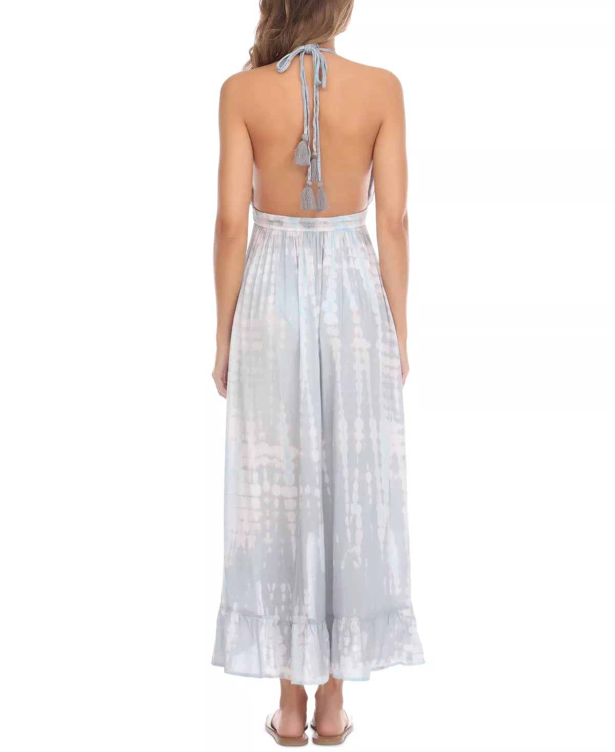 Raviya Womens Tie-Dyed Halter Maxi Dress Cover-Up  Color Platinum Tie Dye Size M