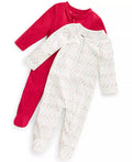 First Impressions Baby Girls Chloe 2-Pk. Solid & Heart Stripe-Print Footed Coveralls  Color Bone Hthr Size 0-3 months