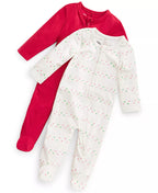 First Impressions Baby Girls Chloe 2-Pk. Solid & Heart Stripe-Print Footed Coveralls  Color Bone Heather Size Newborn