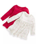 First Impressions Baby Girls Chloe 2-Pk. Solid & Heart Long-Sleeve Dresses  Color Bone Hthr Size 24 Months
