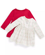 First Impressions Baby Girls Chloe 2-Pk. Solid & Heart Long-Sleeve Dresses  Color Bone Hthr Size 24 Months