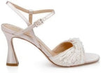 Jewel Badgley Mischka Women's Fanny Pearl Stiletto Heel Sandals  Silver Metallic Size 7.5
