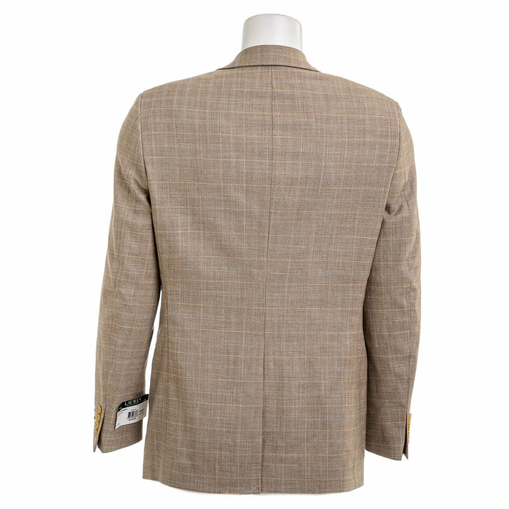 LAUREN RALPH LAUREN Men's Lexington Ultra Flex Suit Jacket Blazer  Color Tan/Blue Size 40LONG