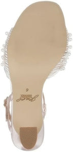 Jewel Badgley Mischka Women's Fanny Pearl Stiletto Heel Sandals  Silver Metallic Size 7.5