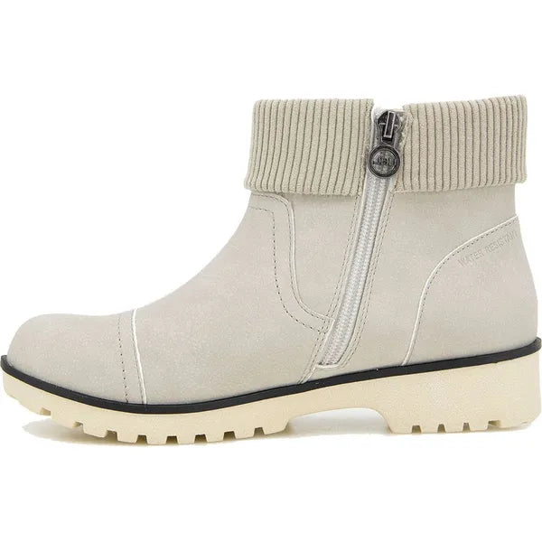 JBU Women's Karissa Encore Water Resistant Round Toe Booties  Stone/white Size 10