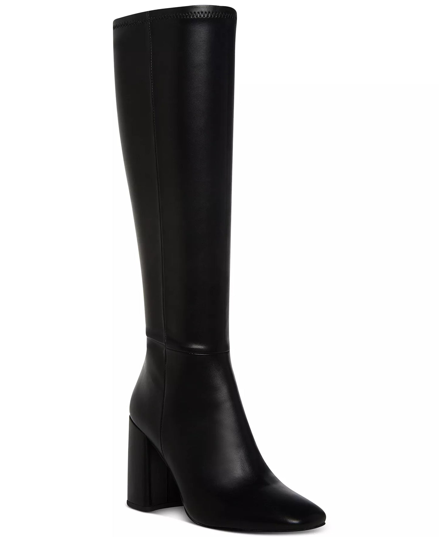 Steve Madden Women's Ally Block-Heel Tall Boots  Black Leather Size 10