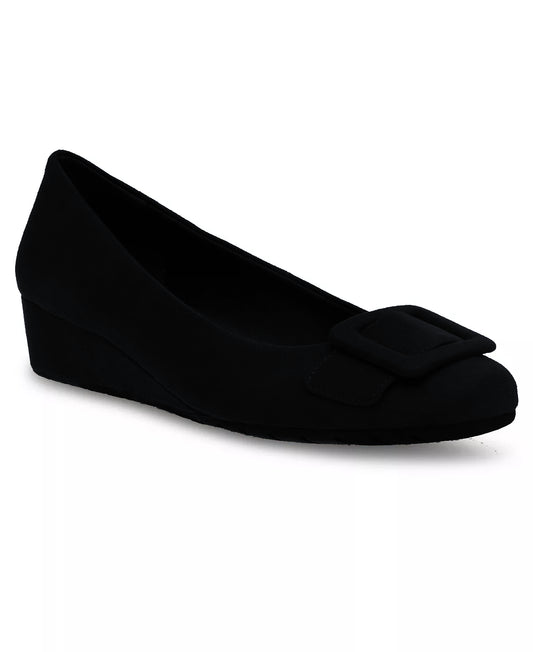 Anne Klein Women's Marissa Wedge Sandals  Color Black Size 7.5M