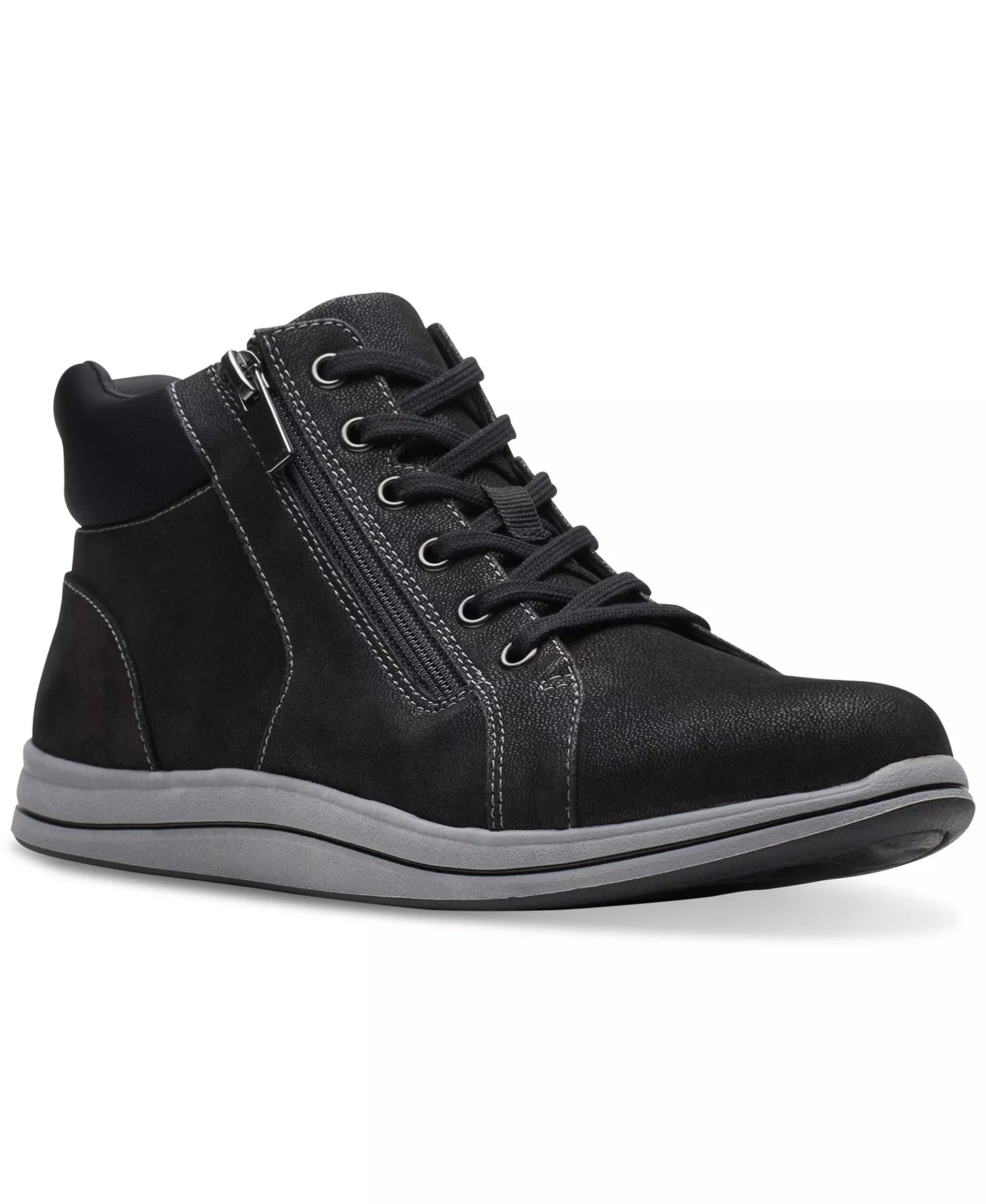 Clarks Women's Breeze Glide Lace-Up Zip Sneakers   Black Size 9