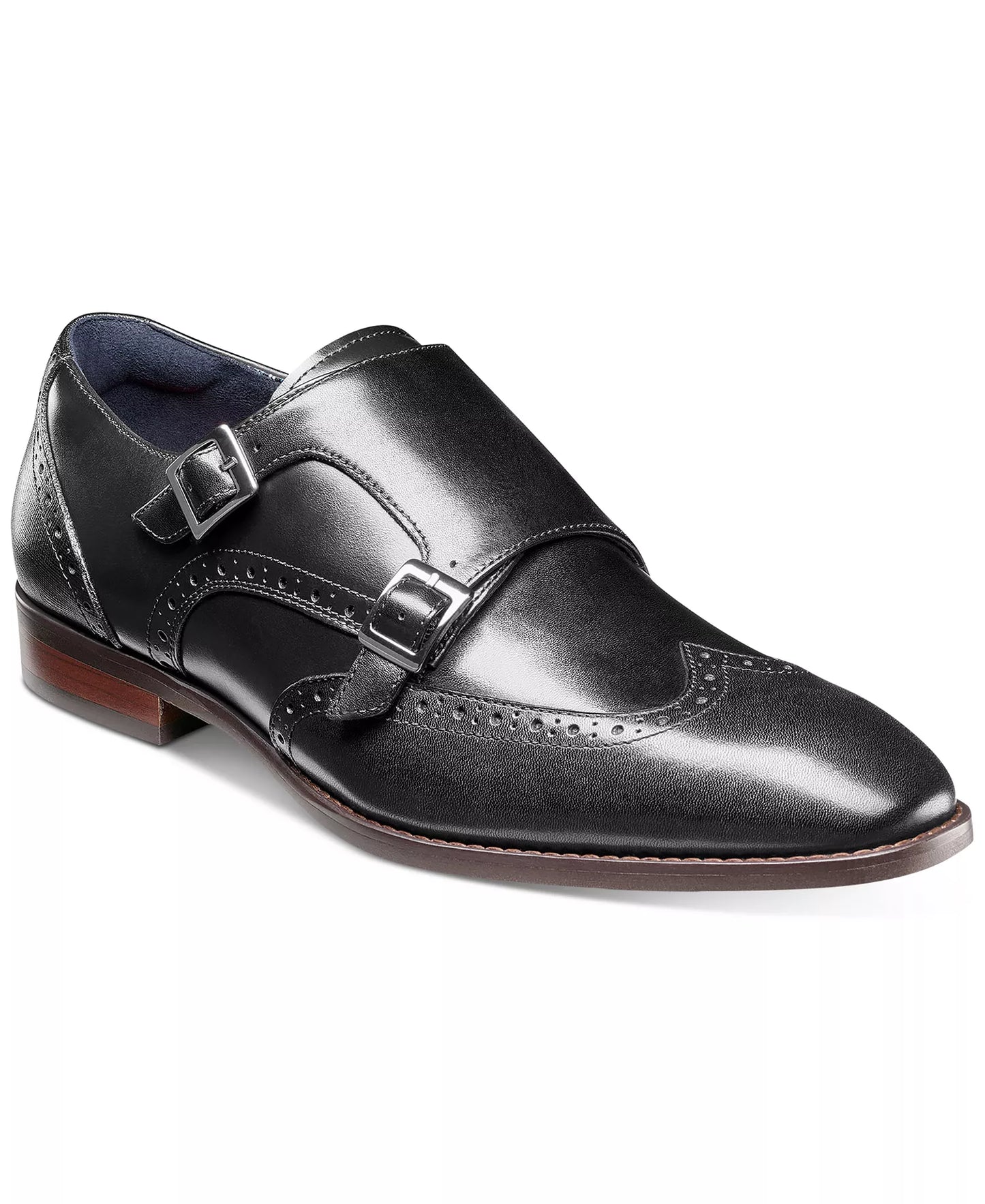 Stacy Adams Men's Karson Wingtip Double-Monk Strap Dress Shoes  Black Size 7