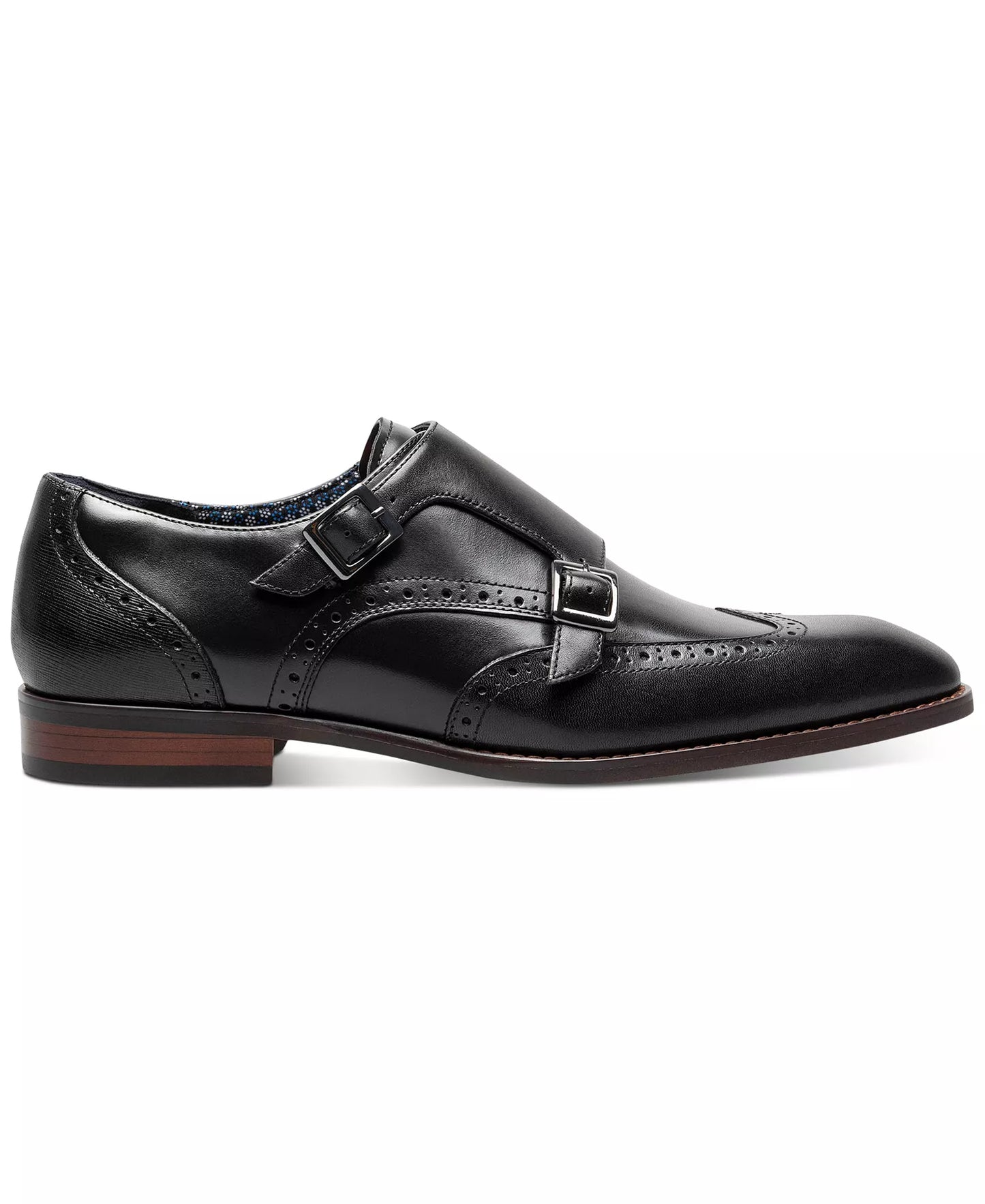 Stacy Adams Men's Karson Wingtip Double-Monk Strap Dress Shoes  Black Size 7
