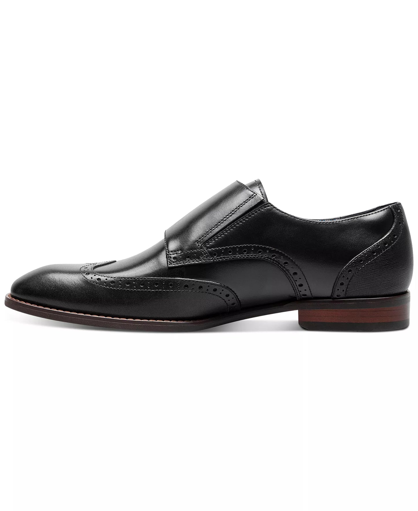 Stacy Adams Men's Karson Wingtip Double-Monk Strap Dress Shoes  Black Size 7