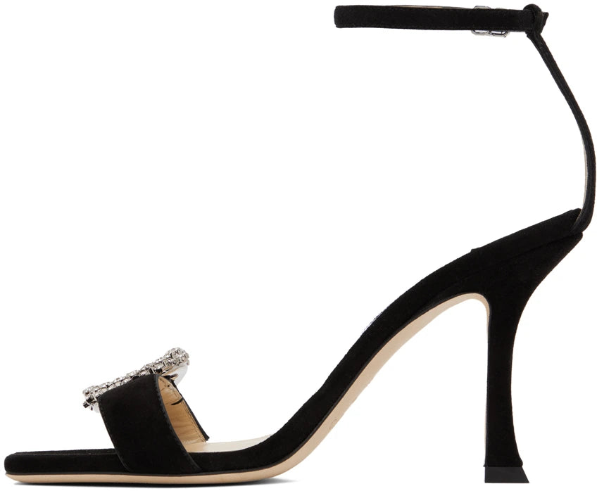 Jimmy Choo Black Marsai 90 Sandals  Color Black/Crystal Size EU 38.5 US 8